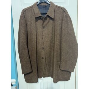 Vestimenta Men's Button Down Pure New Wool Coat Brown Size XXL